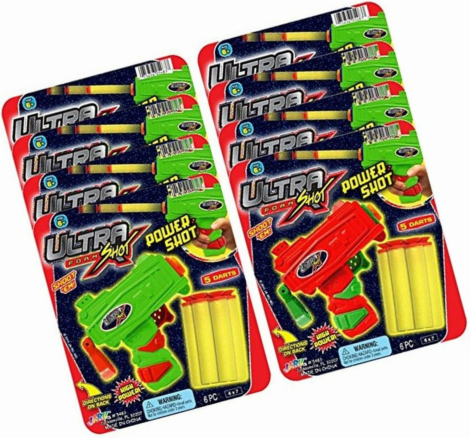 JA-RU Ultra Foam Kids Small Elite Pistol Toy Gun Blaster (6 Toy Guns) w/ 5 Soft Mini Foam Bullet Dart. Shooter Game for Boys & Girls. Party Favors Birthday Goodie Bag Bulk Set Party Supplies. 5483-6p
