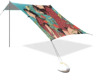 Japanese Schoolgirls Stable Beach Tent UPF50  Lightweight Large Portable Sun Shelter with Sandbags and Shovel for Family Travel