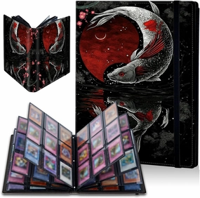 Japanese Koi Fish Card Binder, 9 Pocket Trading Card Album Folder Sleeves Side Loading 720 Pockets Premium PU Card Book Card Holder Binder Card Album for Game Cards/Sports Cards