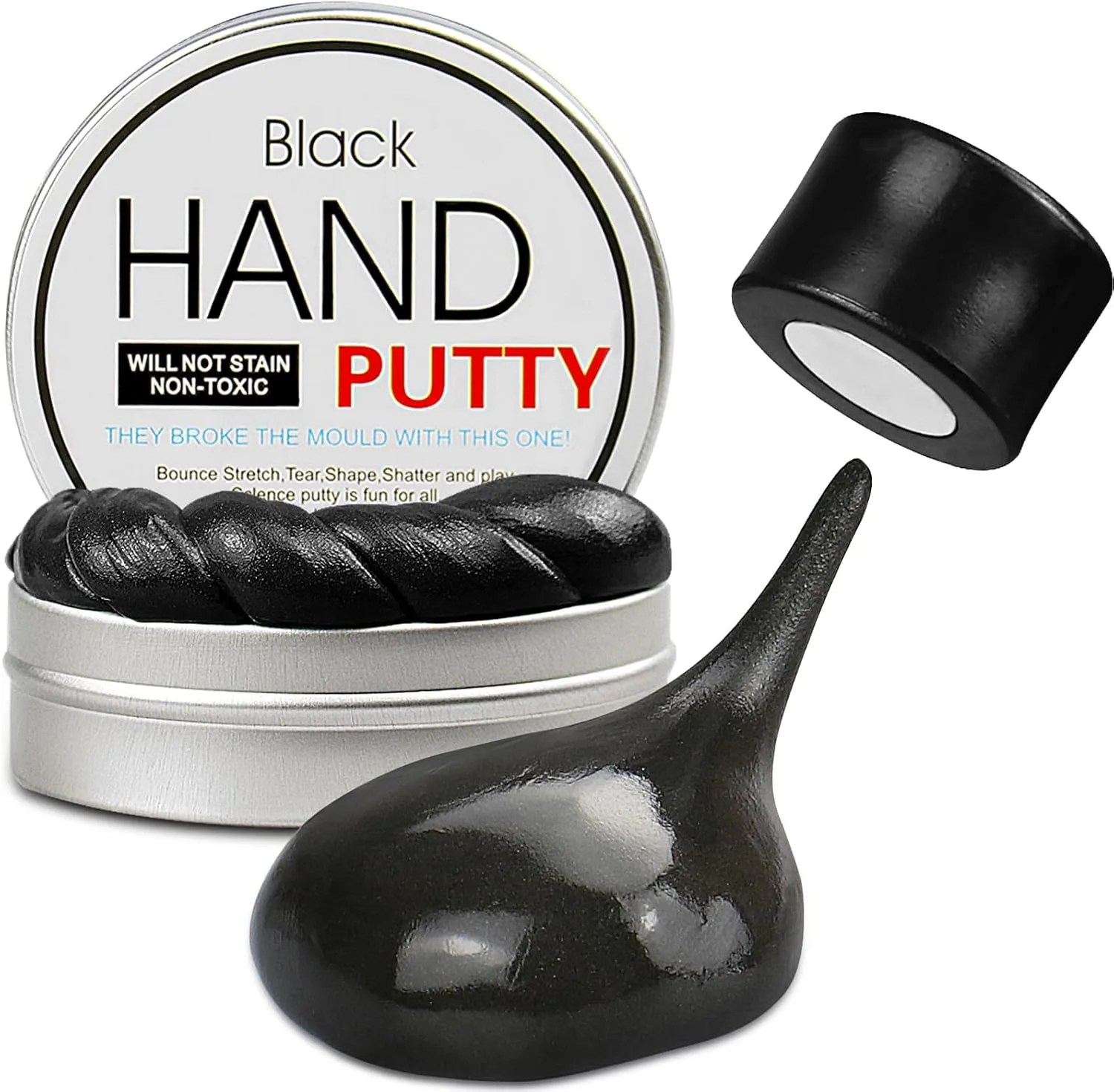 JAYEE Magnetic Slime Putty, Soft Magic Slime Hand Therapy Putty Fidget Game Stress Relief Thinking Educational Toy with Upgraded Magnet Christmas Birthday Gifts for Boys Girls Adults (Black)