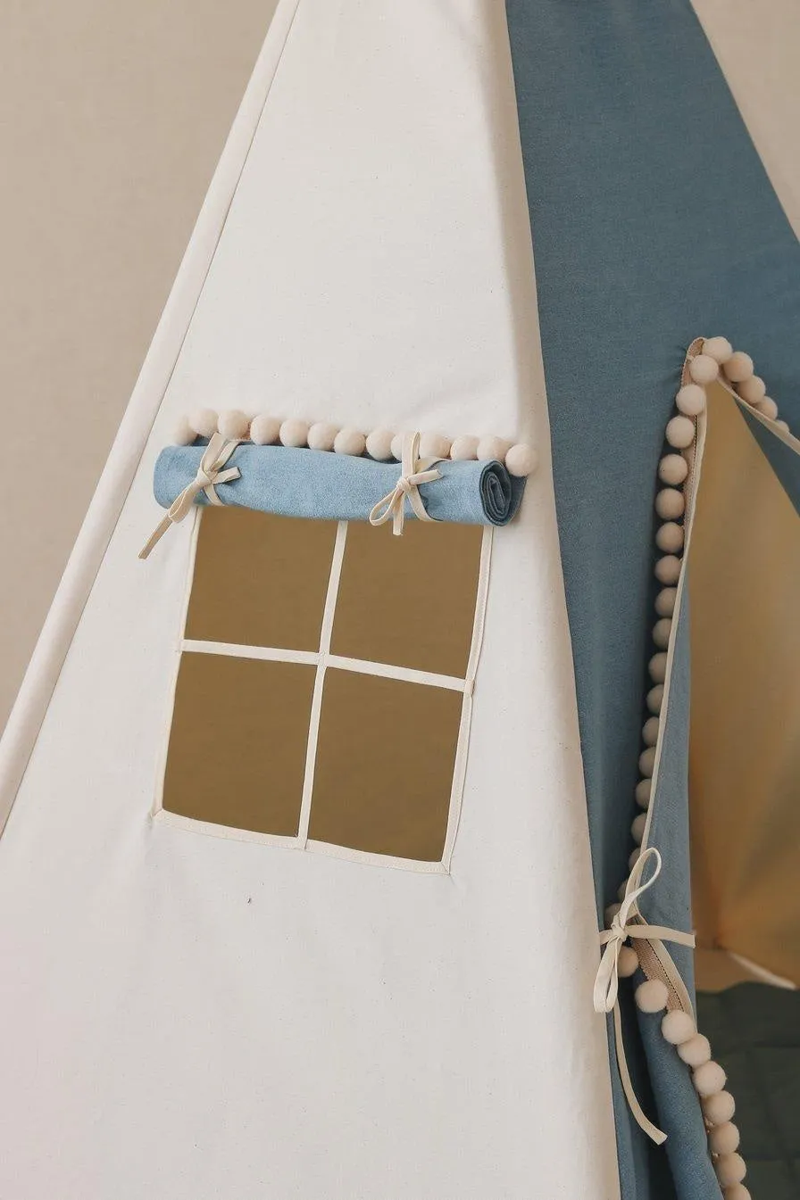 “Jeans” Teepee with Pompoms and Round Mat Set