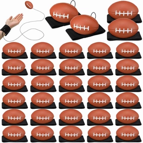 Jerify 30 Pcs Wrist Return Ball on a String Baseball Football Soccer Tennis Party Favor Sports Return Wrist Practice Wristband Ball on Elastic Cord for Adults(Football)