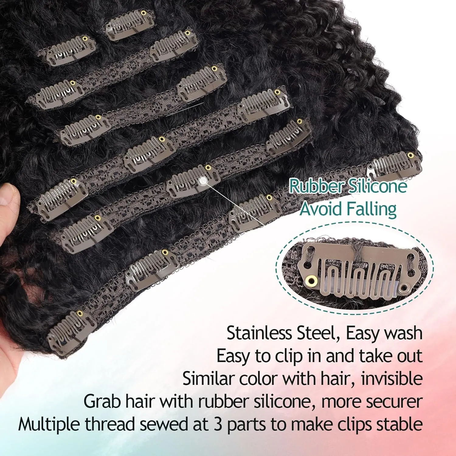 Jerry Curly Clip in Hair Extensions for Black Women - 24 Inch Medium Brown Synthetic Hair Extensions, 140g 7PCS Soft Clip in Curly Hair Pieces for Volume & Length (4#)