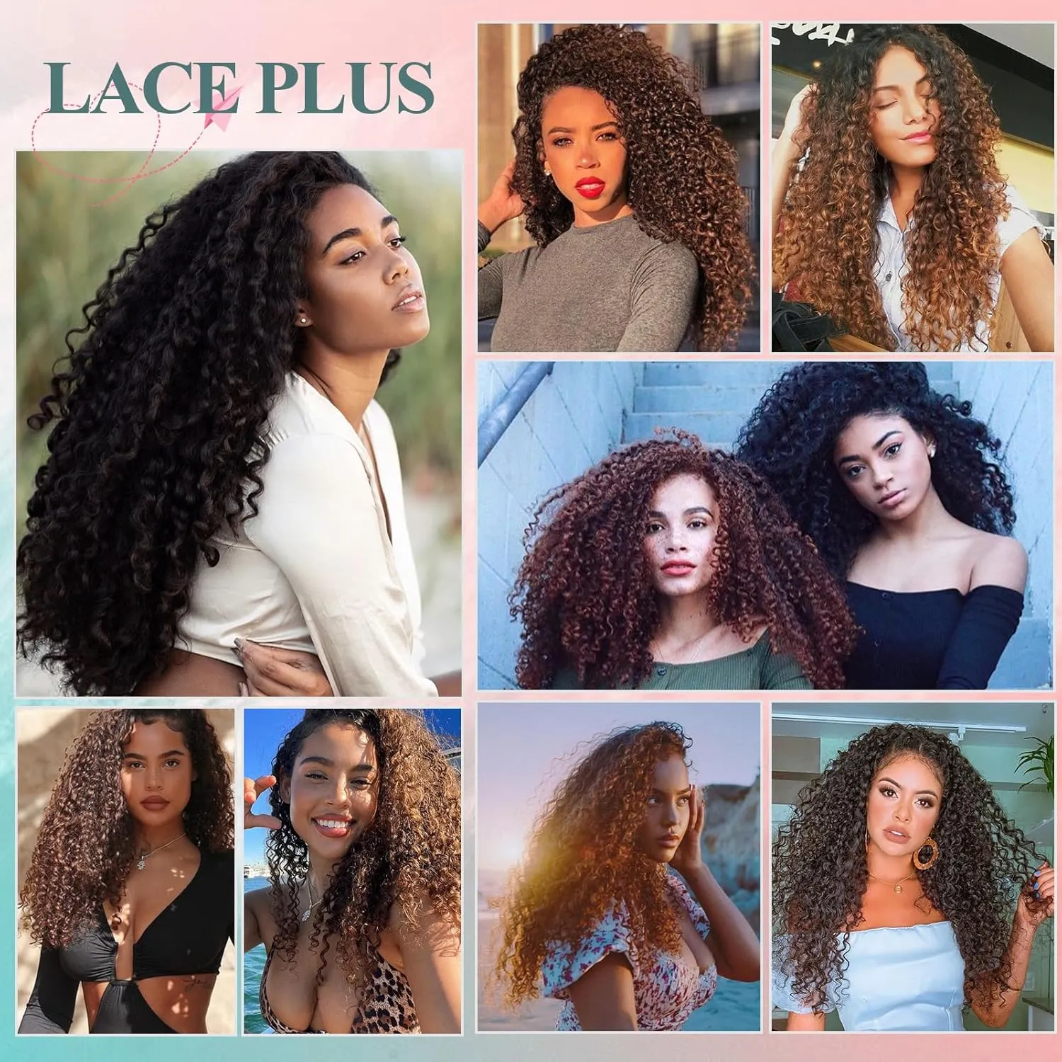 Jerry Curly Clip in Hair Extensions for Black Women - 24 Inch Medium Brown Synthetic Hair Extensions, 140g 7PCS Soft Clip in Curly Hair Pieces for Volume & Length (4#)