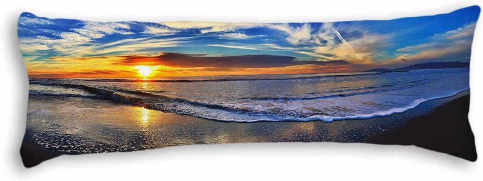 JessPad Body Pillowcases Beautiful Sunset Beach Polyester Body Pillow Cover no Zipper 20 x 54 inches