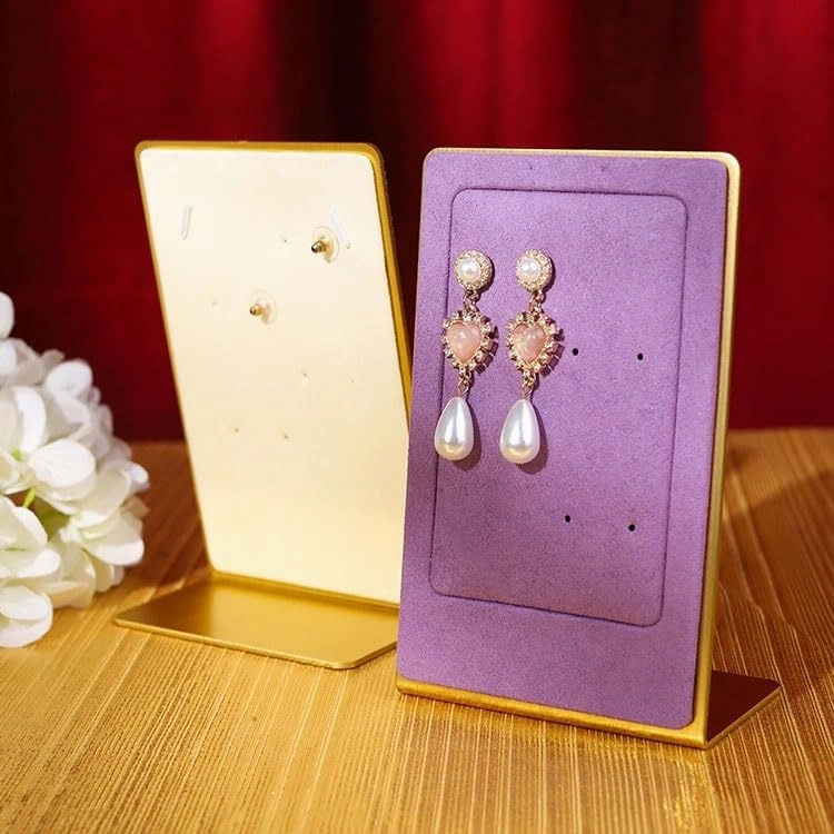 Jewelry Organizer Necklace Display Rack, Velvet Lightweight Shelf for Earrings, Simple Creative Jewelry Display Storage Shelves Jewelry Stand(Purple)