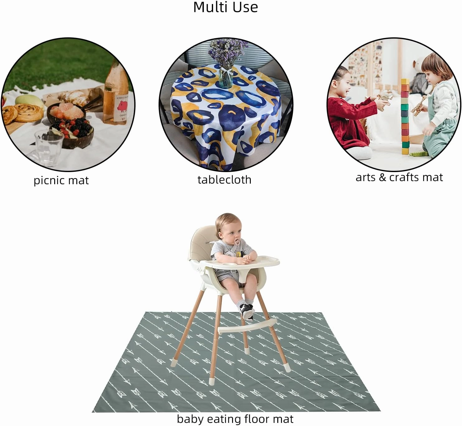 Joyo roy 135x140 cm Baby Floor Mat Splat Mat High Chair Mat Waterproof Mat Play Mat for Toddlers Splat Mat for Under High Chair Kids Placemats for Dining Table High Chair Mat for Floor Mat Under High
