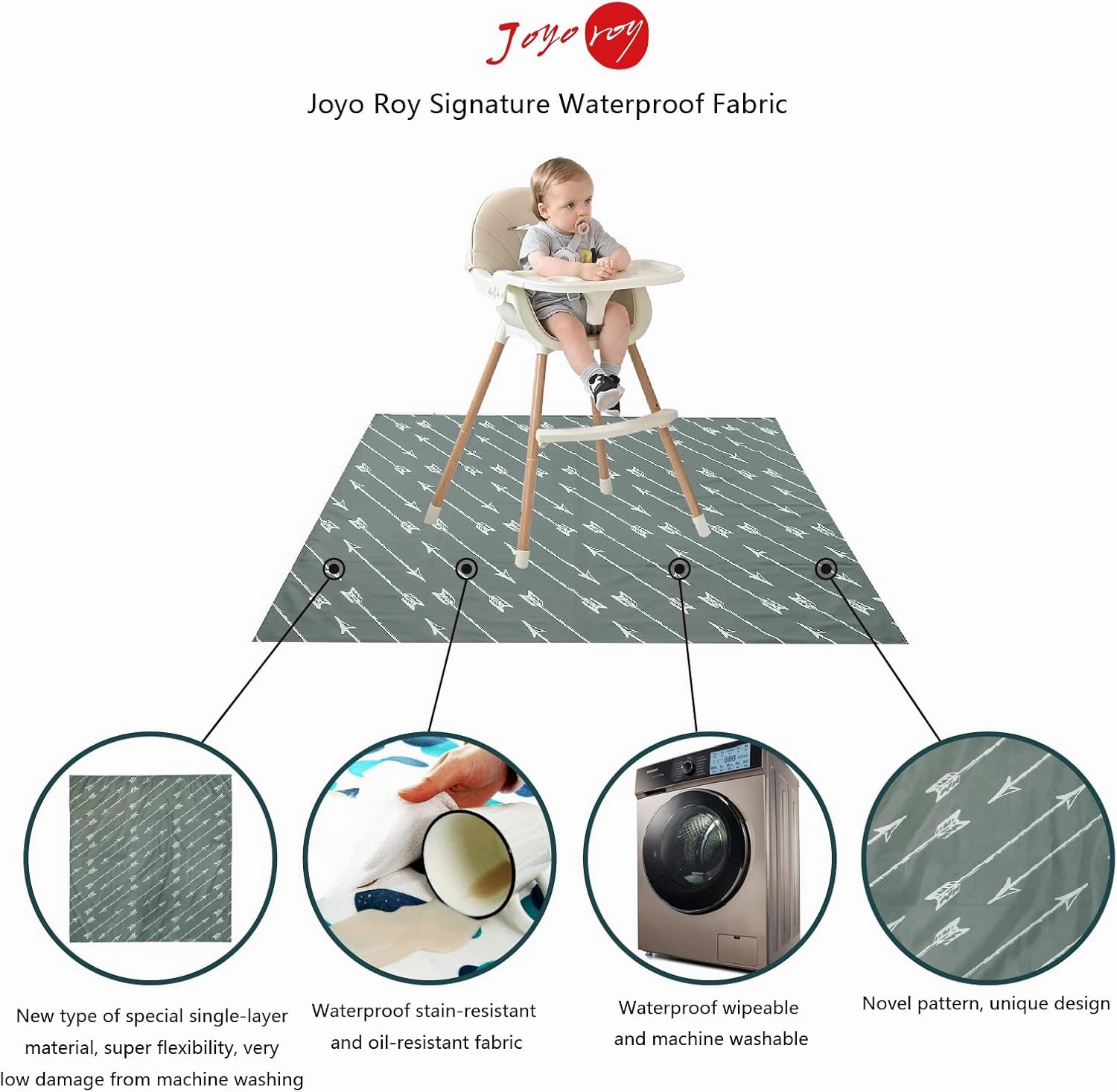 Joyo roy 135x140 cm Baby Floor Mat Splat Mat High Chair Mat Waterproof Mat Play Mat for Toddlers Splat Mat for Under High Chair Kids Placemats for Dining Table High Chair Mat for Floor Mat Under High