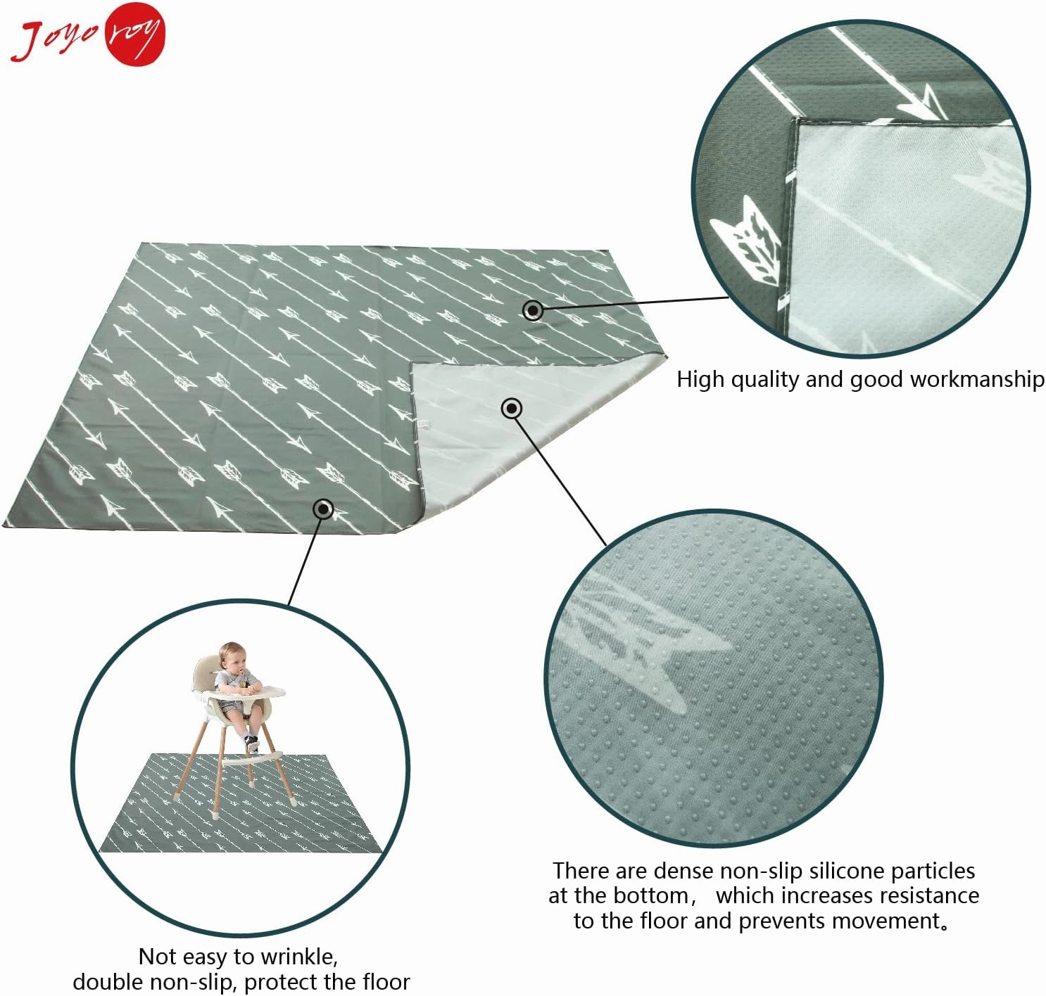 Joyo roy 135x140 cm Baby Floor Mat Splat Mat High Chair Mat Waterproof Mat Play Mat for Toddlers Splat Mat for Under High Chair Kids Placemats for Dining Table High Chair Mat for Floor Mat Under High