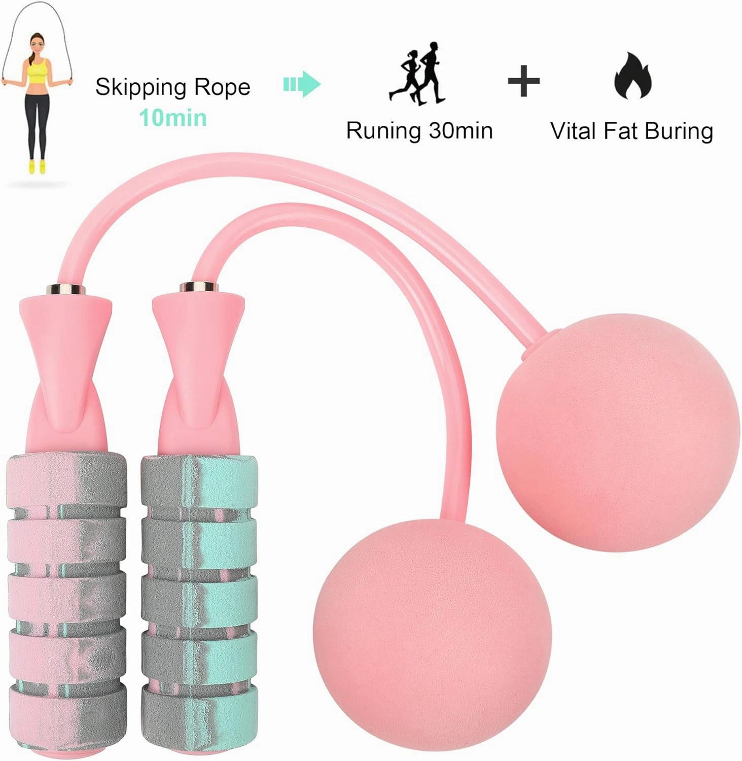 Jump Rope, Training Ropeless Skipping Rope for Fitness, Adjustable Weighted Cordless Jump Rope for Men Women Kids