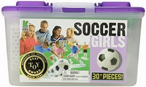 Kaskey Kids Soccer Girls – Pink/Blue Inspires Kids Imaginations with Endless Hours of Creative, Open-Ended Play – Includes 2 Teams & Accessories – 27 Pieces in Every Set!