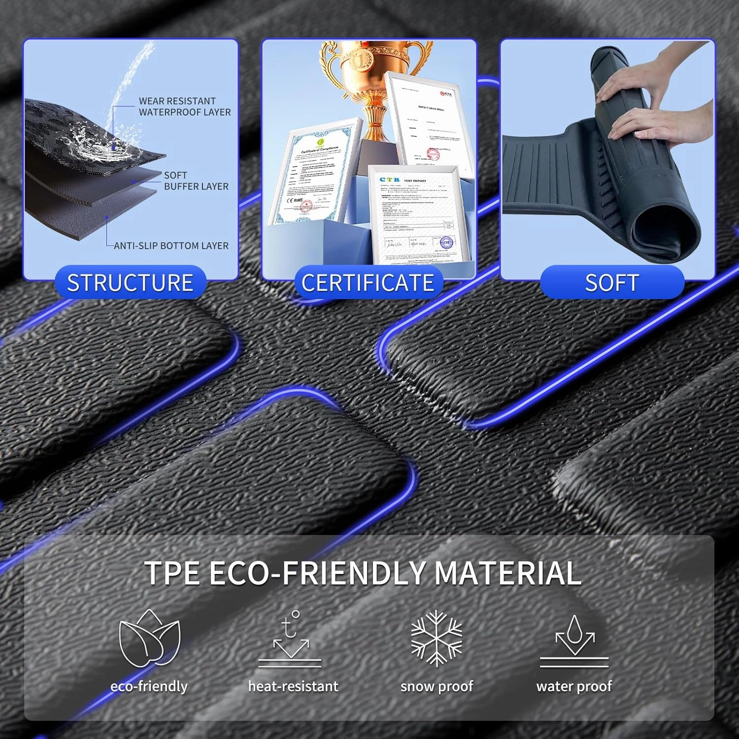 KELCSEECS Floor Mats & Cargo Liner Fit for Q7/SQ7 2025 2024-2020 All Weather Car Mats Automotive Cargo Mat Trunk Mat Q7 Trunk Liner Cargo Liner