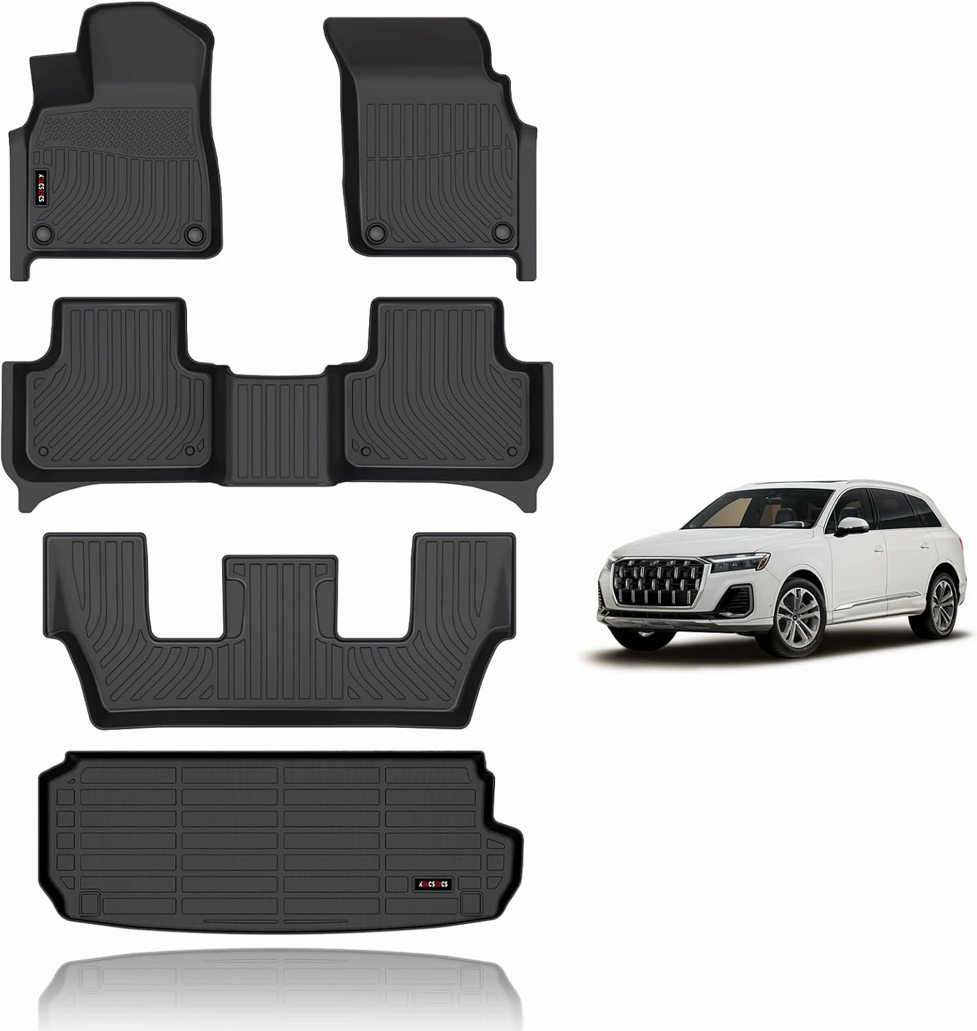 KELCSEECS Floor Mats & Cargo Liner Fit for Q7/SQ7 2025 2024-2020 All Weather Car Mats Automotive Cargo Mat Trunk Mat Q7 Trunk Liner Cargo Liner