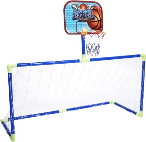 Kid Football System, Mini Basketball Soccer Combo Set for Kids with Pump, Children, Quality Material, Sturdy, Easy to Install, Enjoy Two Sports at Once, Detachable for Cleaning