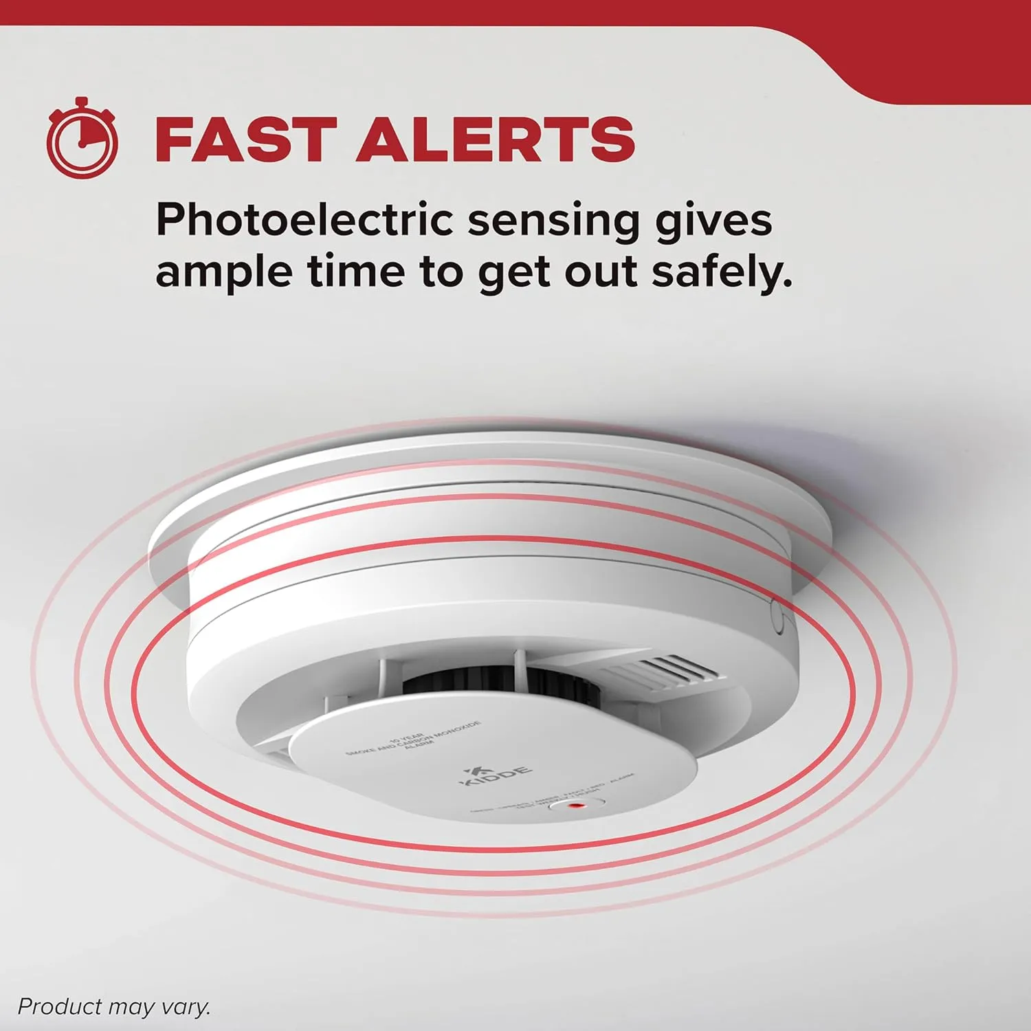 Kidde Hardwired Smoke Detector, 10-Year Battery Backup, Voice Alerts, Interconnectable, LED Warning Light Indicators
