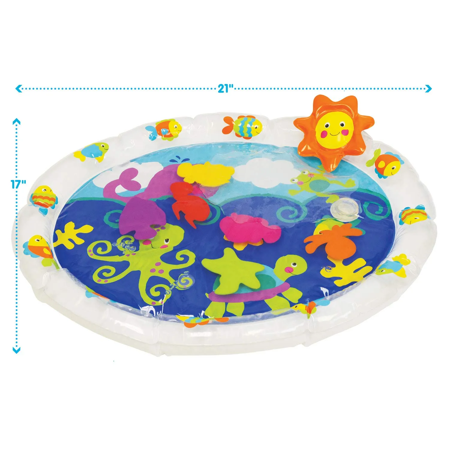 Kidoozie Pat 'n Laugh Water Mat for Infants and Toddlers Ages 3-18 Months; Encourage Tummy Time with 6 Fun Floating Sea Friends to Discover (Pack of 3)