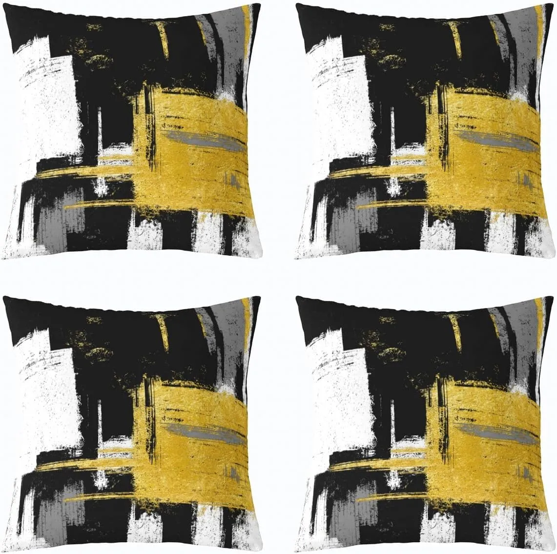 Kids Black and Gold Throw Pillow Covers 18 x 18-Inch Abstract Cushion Case Set of 2 For Boys Girls Teens Bedroom Decor Modern Striped Art Decor Pillowcase Geometric Plaid Soft Lightweight Microfiber