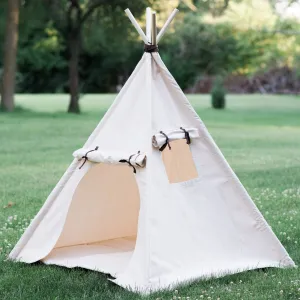 Kids Canvas Teepee Play Tent with Roll Up Door and Window