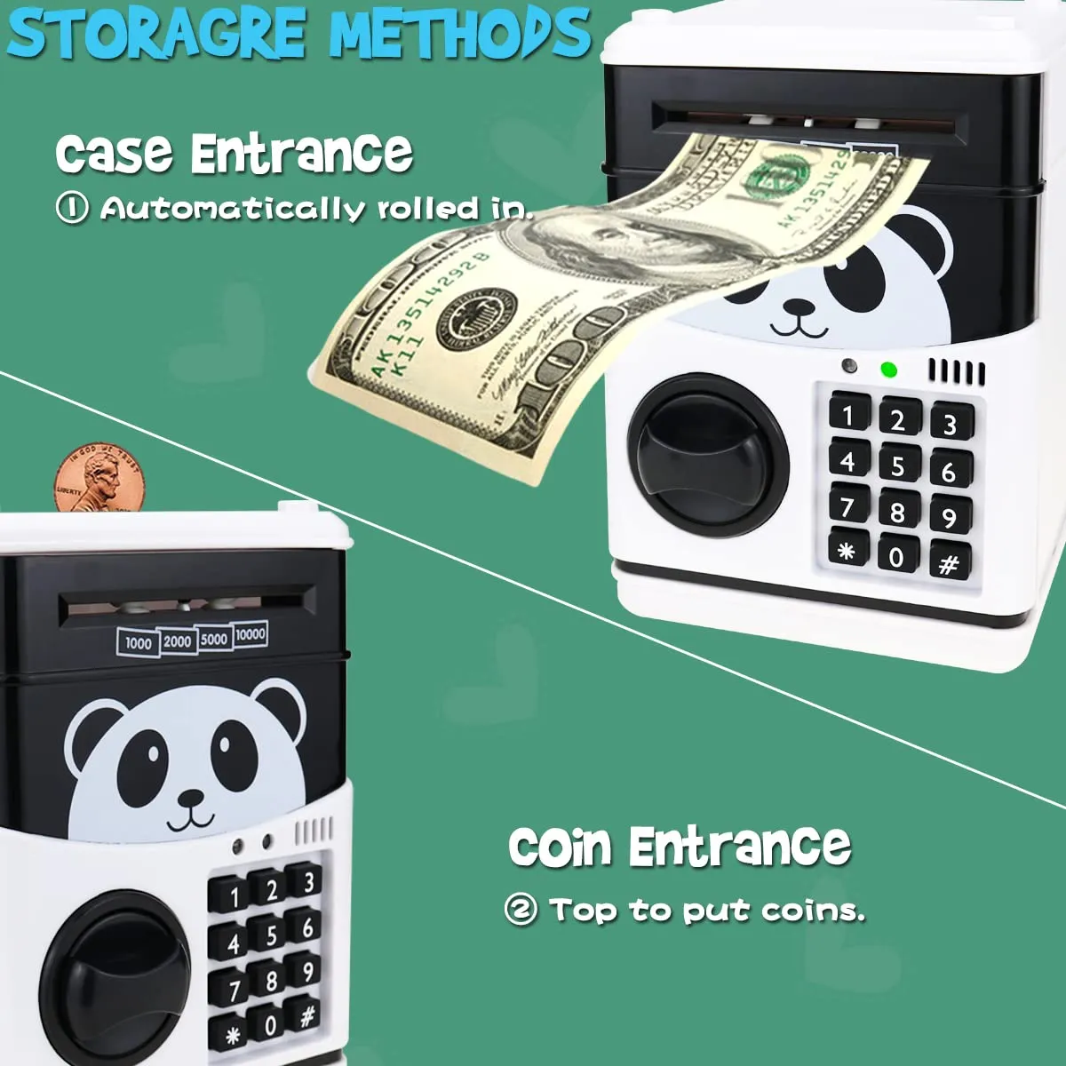 Kids Electronic Password Safe Mini ATM Piggy Bank Toy for 3-14 Year Old Boys and Girls