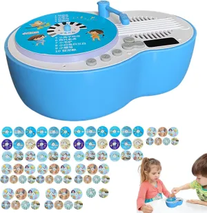 Kids Gramophone with 84 Cards, Children's Phonograph Story Music Player, Interactive Educational Storytelling Toys with 84 Cards - Toddler Gramophone & Girls Aged 3-6 Years Old