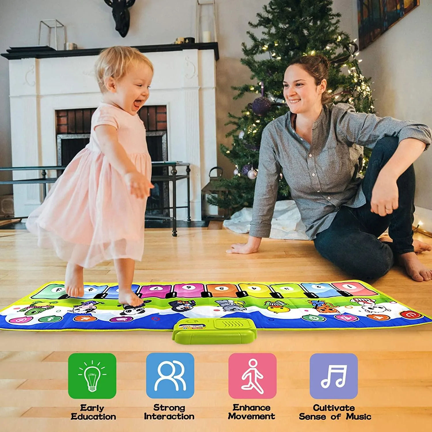 Kids Piano Mat – Musical Keyboard Dance Mat with Animal Sounds & Touch Play Features Electronic Music Blanket Toy (110cm x 36cm) – Fun, Educational & Portable Gift for Kids