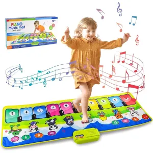 Kids Piano Mat – Musical Keyboard Dance Mat with Animal Sounds & Touch Play Features Electronic Music Blanket Toy (110cm x 36cm) – Fun, Educational & Portable Gift for Kids