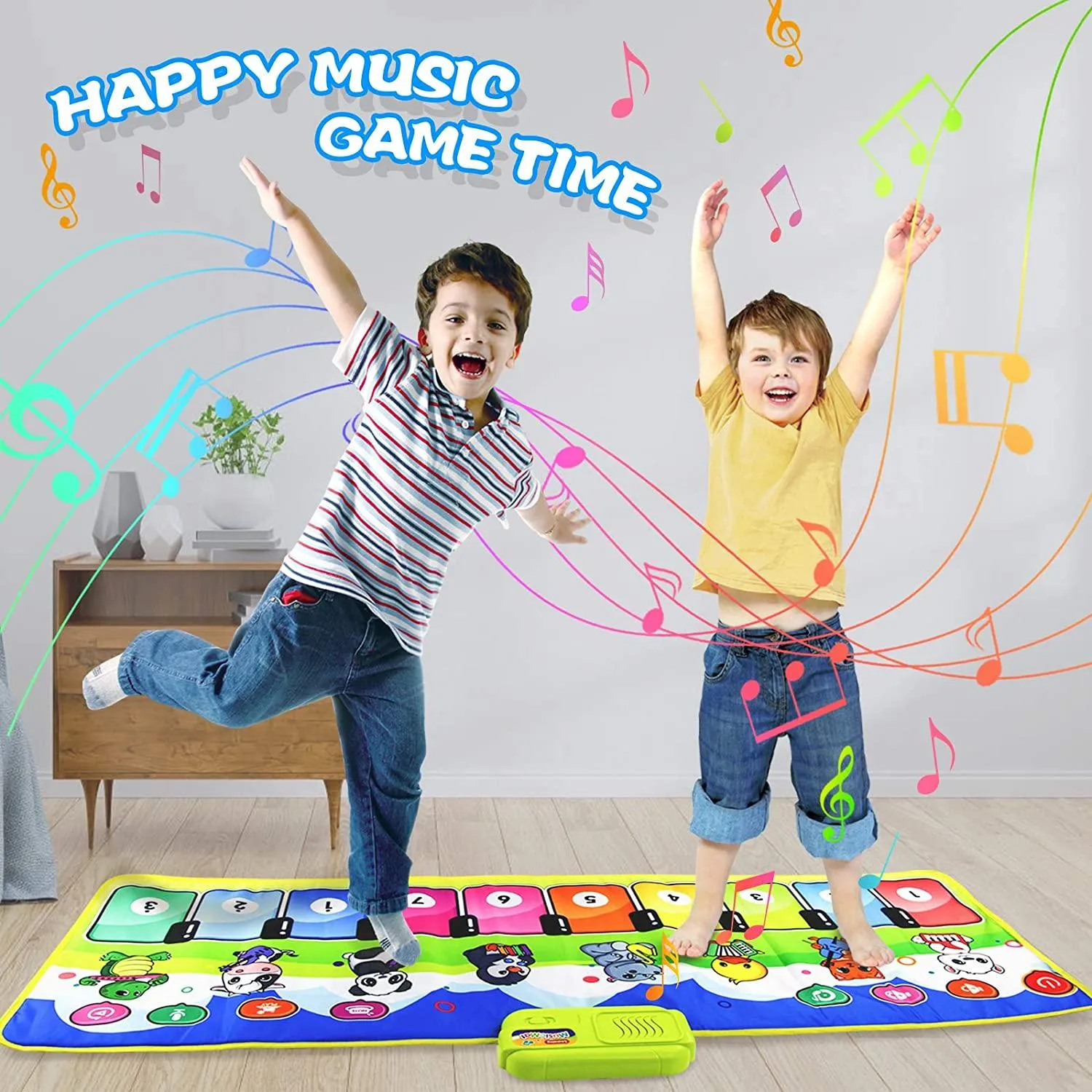 Kids Piano Mat – Musical Keyboard Dance Mat with Animal Sounds & Touch Play Features Electronic Music Blanket Toy (110cm x 36cm) – Fun, Educational & Portable Gift for Kids