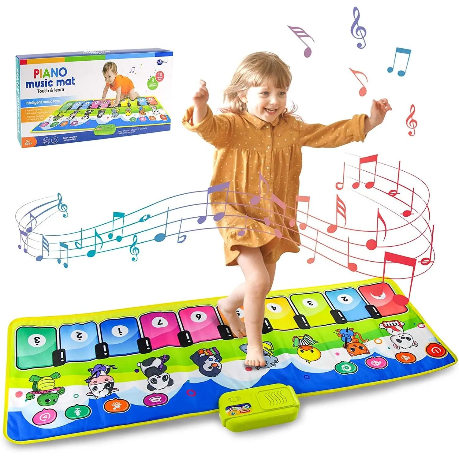 Kids Piano Mat – Musical Keyboard Dance Mat with Animal Sounds & Touch Play Features Electronic Music Blanket Toy (110cm x 36cm) – Fun, Educational & Portable Gift for Kids