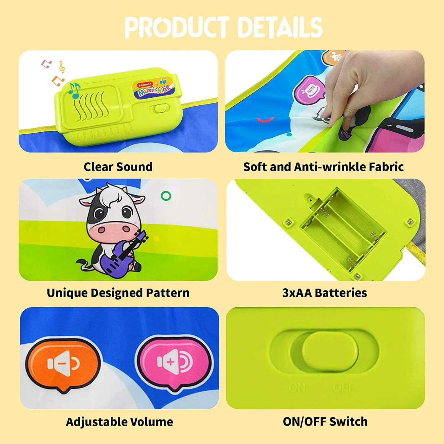 Kids Piano Mat – Musical Keyboard Dance Mat with Animal Sounds & Touch Play Features Electronic Music Blanket Toy (110cm x 36cm) – Fun, Educational & Portable Gift for Kids