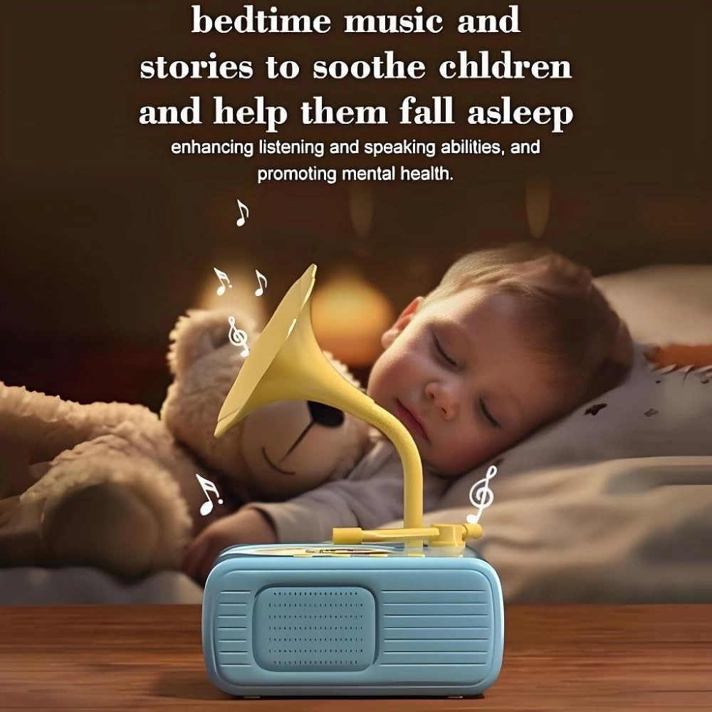 Kids Phonograph with 96 Cards Gramophone for Children, 2025 New Learning Record Player Educational Music Interactive Toy, Children's Phonograph Story Music Player Gift Boys Girls(Green)
