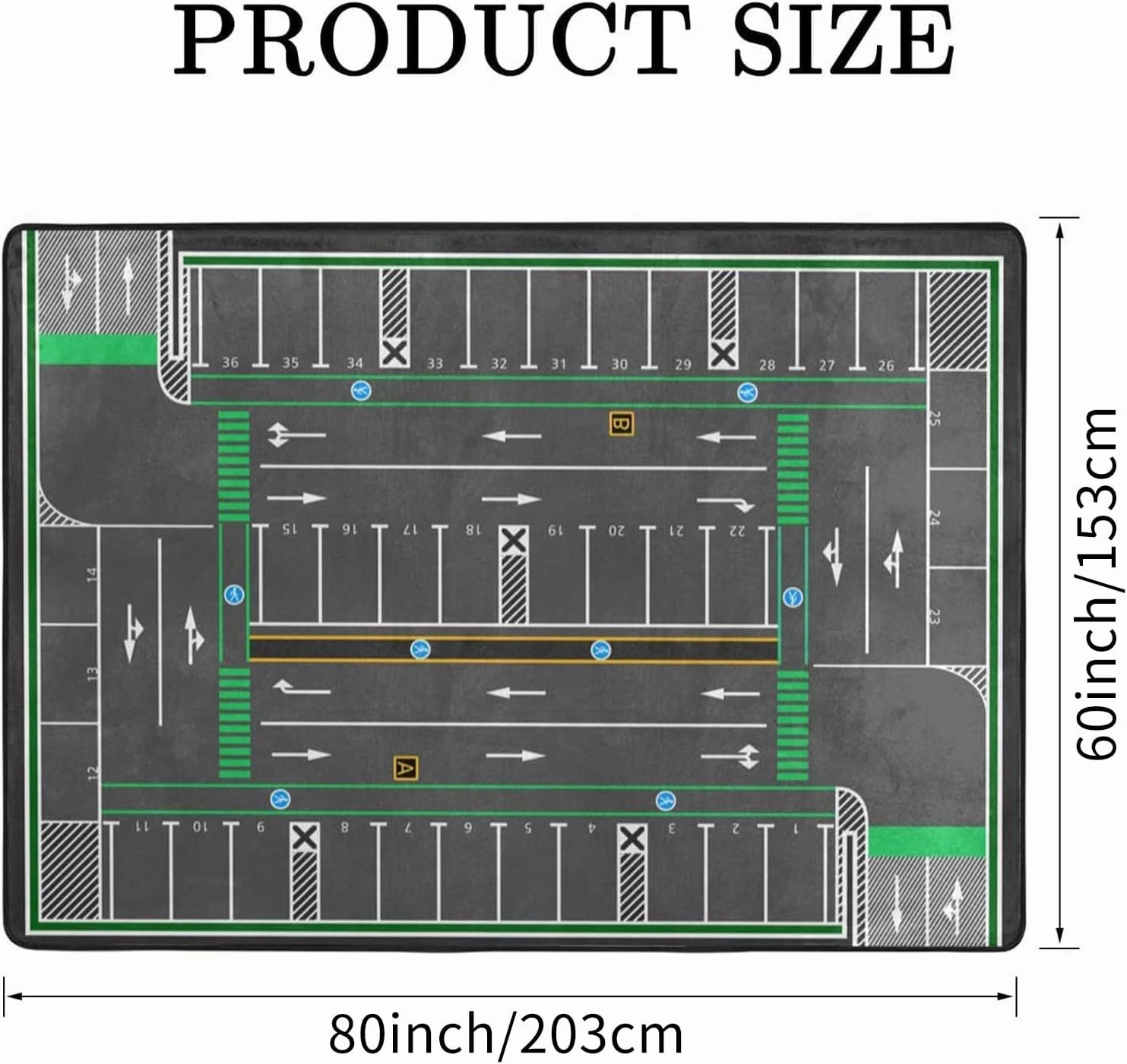 Kids Rug, City Road Traffic System Playmat Rugs - 5x7 Ft Kids Carpet with Rubber Backing,Street Play Mat Great for Playing with Cars for Bedroom Playroom - Non-Slip Have Fun Safe Nursery Rug