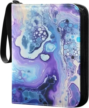 Kigai Abstract Marbled Painting Card Binder - 400 Pockets Card Holder with 50 Sleeves, Trading Card Album Folder for Boys Girls