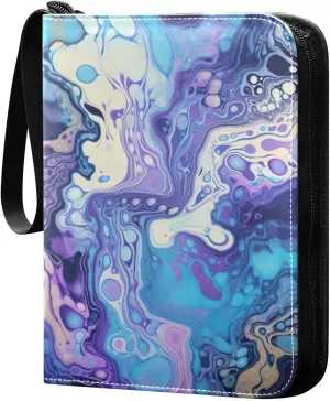 Kigai Abstract Marbled Painting Card Binder - 400 Pockets Card Holder with 50 Sleeves, Trading Card Album Folder for Boys Girls