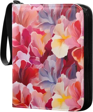 Kigai Colorful Abstract Floral Card Binder - 400 Pockets Card Holder with 50 Sleeves, Trading Card Album Folder for Boys Girls