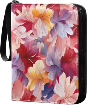 Kigai Colorful Abstract Floral Card Binder - 400 Pockets Card Holder with 50 Sleeves, Trading Card Album Folder for Boys Girls