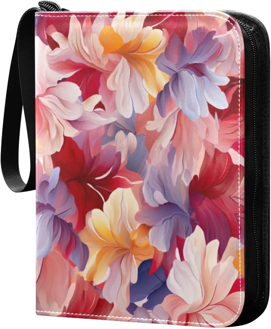 Kigai Colorful Abstract Floral Card Binder - 400 Pockets Card Holder with 50 Sleeves, Trading Card Album Folder for Boys Girls