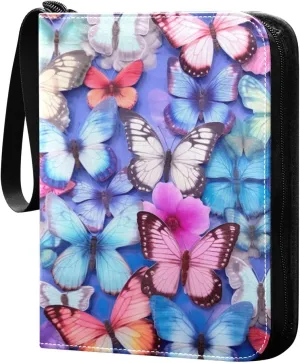 Kigai Colorful Butterfly Card Binder - 400 Pockets Card Holder with 50 Sleeves, Trading Card Album Folder for Boys Girls