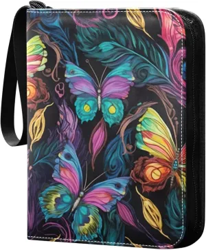 Kigai Colorful Butterfly Card Binder - 400 Pockets Card Holder with 50 Sleeves, Trading Card Album Folder for Boys Girls