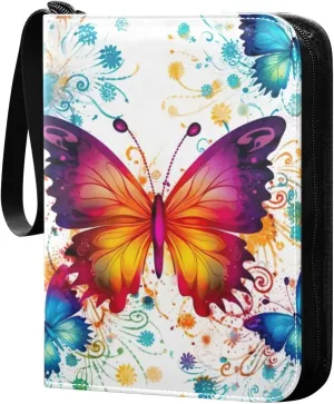 Kigai Colorful Butterfly Card Binder - 400 Pockets Card Holder with 50 Sleeves, Trading Card Album Folder for Boys Girls