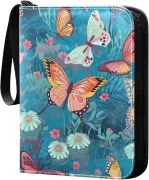 Kigai Colorful Butterfly Card Binder - 400 Pockets Card Holder with 50 Sleeves, Trading Card Album Folder for Boys Girls