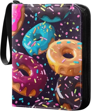 Kigai Colorful Donut Card Binder - 400 Pockets Card Holder with 50 Sleeves, Trading Card Album Folder for Boys Girls