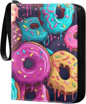 Kigai Colorful Donuts Card Binder - 400 Pockets Card Holder with 50 Sleeves, Trading Card Album Folder for Boys Girls