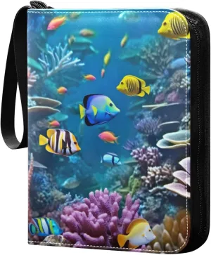Kigai Colorful Fish Pattern Card Binder - 400 Pockets Card Holder with 50 Sleeves, Trading Card Album Folder for Boys Girls