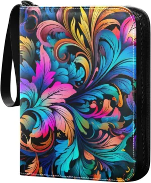 Kigai Colorful Floral Pattern Card Binder - 400 Pockets Card Holder with 50 Sleeves, Trading Card Album Folder for Boys Girls