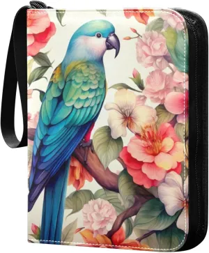 Kigai Colorful Flower Bird Card Binder - 400 Pockets Card Holder with 50 Sleeves, Trading Card Album Folder for Boys Girls