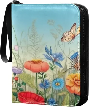 Kigai Colorful Flower Card Binder - 400 Pockets Card Holder with 50 Sleeves, Trading Card Album Folder for Boys Girls