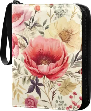 Kigai Colorful Flower Card Binder - 400 Pockets Card Holder with 50 Sleeves, Trading Card Album Folder for Boys Girls