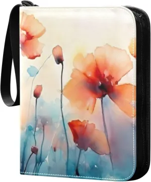 Kigai Colorful Flowers Card Binder - 400 Pockets Card Holder with 50 Sleeves, Trading Card Album Folder for Boys Girls
