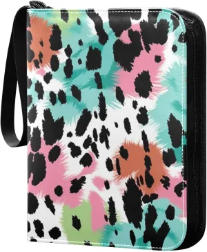 Kigai Colorful Leopard Card Binder - 400 Pockets Card Holder with 50 Sleeves, Trading Card Album Folder for Boys Girls