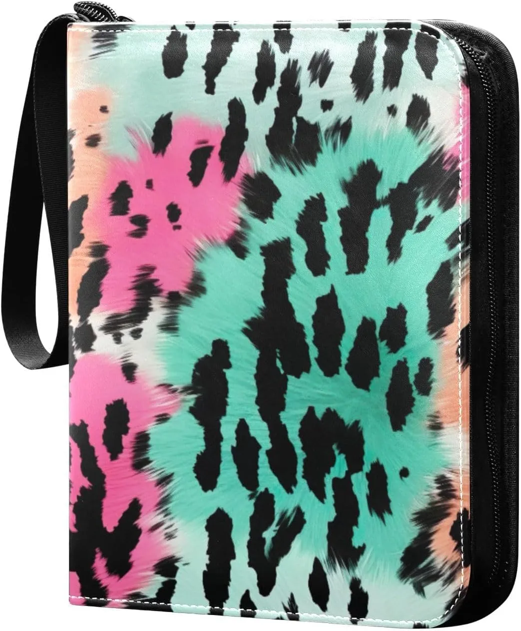 Kigai Colorful Leopard Print Card Binder - 400 Pockets Card Holder with 50 Sleeves, Trading Card Album Folder for Boys Girls